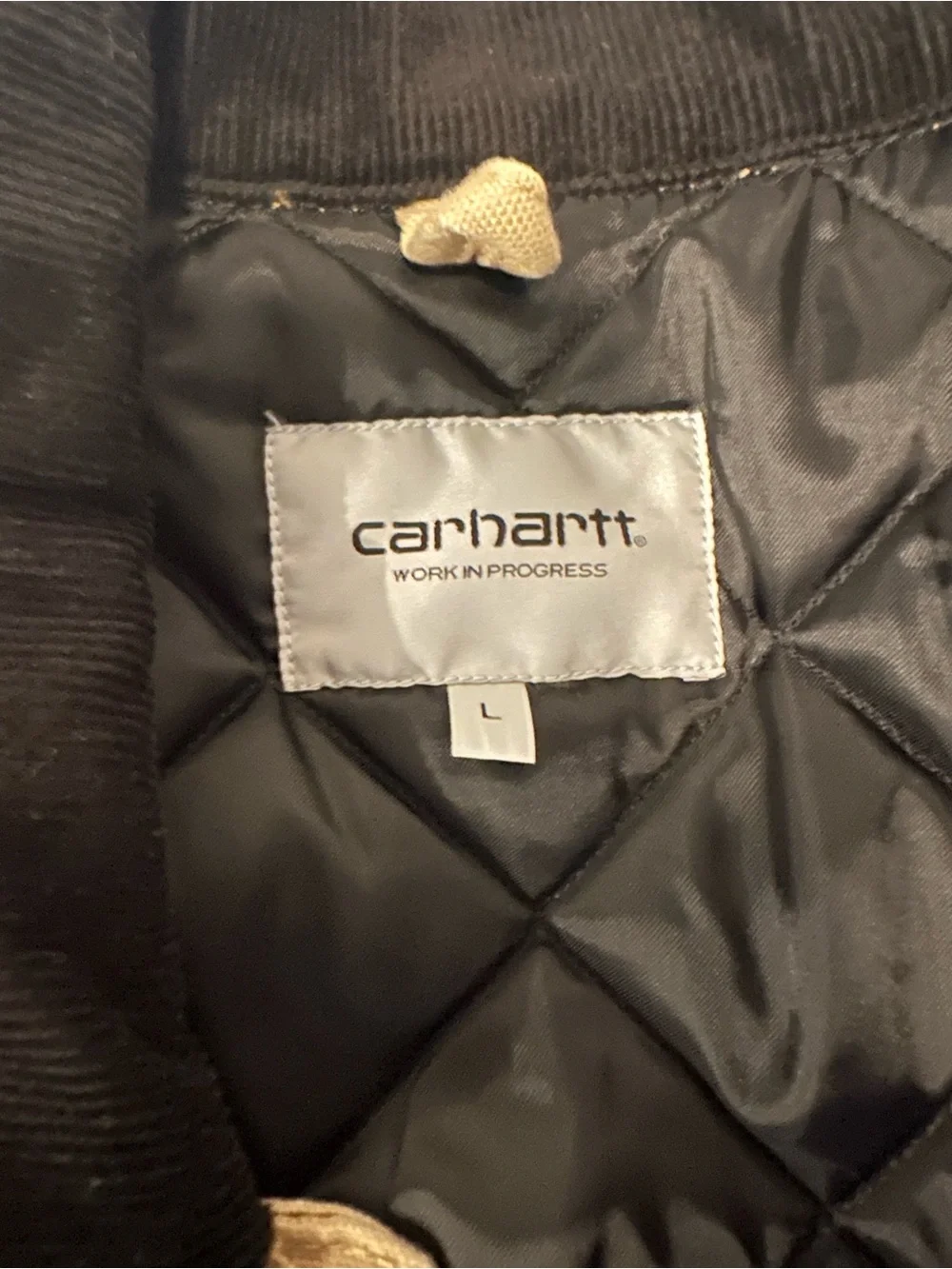 Carhartt WIP Tan Canvas Heavy Chore Jacket with Black Corduroy Collar